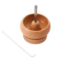 Rankinis besisukantis greitas karoliukų vėrimo įrankis, medinė karoliukų dubenėlio, ryžio karoliukų „pasidaryk pats“ karoliukų vėrimo įrankis Beading tool brown
