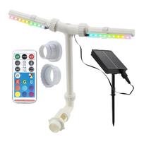 Solar Pool Fountain Double Spray Waterfall Device with Remote and Adjustable 7-color LED Light Floating Solar Fountain for Pool gray