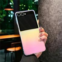 Frosted Color Plating Is Suitable for Samsung Zflip7 Mobile Phone Case Magnetic Suction Case Gradient Laser Flip6 Folding Flip Cover 5 Generations zflip 3/4 Universal beige