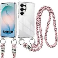 Coque pour Samsung Galasy S26 Ultra, Antichoc Rigide Transparent Antichoc avec Cordon Rose rožinė