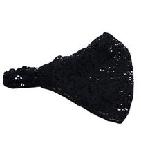 Mergaičių mados elastingas platus nėriniuotas galvos apdangalas Turbanas Galvos apvyniojimas Bandanas plaukų juosta juoda