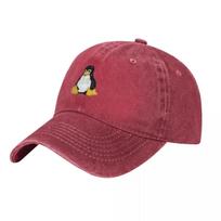 Tux Linux Mascot Baseball Cap Winter hat Sunscreen Anime Unisexs Luxury Womens brown