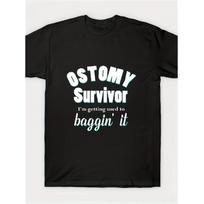 1 Men'S Stoma T-shirt |  Getting Used to Living with a   Slogan and Ribbon Design, Suitable for Ileostomies, Sigmoidostomies, Urostomies, Comfortable S juoda