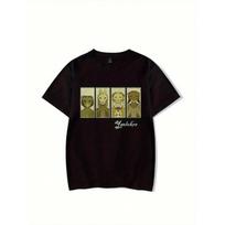 Yaelokre Merch The Lark Graphic T-Shirt - Black & BeigeWhite Logo Streetwear Tee, Loose Fit Unise Shirt with Iconic Yaelokre Characters, Machine 4XL įvairiaspalvis