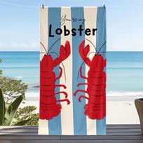 Oversized Red Lobster Beach Towel Blue White Striped Microfiber Towel for Summer Vacation and Pool Days 130x80cm gray