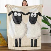 Jauki ir miela vilnos pledas su avių raštu, idealus dovanų variantas, minkštas didelės raiškos skaitmeninis spausdinimas, kvėpuojantis 100% poliesteris, Suita 75X95CM black