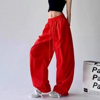 Super good-looking Spice Girls Orange Overalls Women's Summer Thin Folded Wide Leg Mopping Loose Casual Pants S raudona