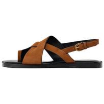 Zara Casual Comfortable One-Strap Sandals 1Cm Women Sandals Brown 11612510105 38 black