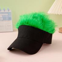 Multicolor Wig Baseball Cap For Men Women Hip Hop Hat Fashion Colorful Fur Peaked Cap Internet Celebrity Funny Party Hat žalia