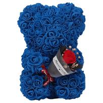 24cm Size Eternal Rose Bear Long Lasting Flower Bouquet Artificial Flower Gift Foam Flowers Artificial Rose Rose Bear tamsiai mėlyna spalva