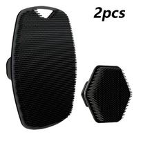 2Pcs Silicone Bath Scrubber Double Side Hexagon Exfoliating Brush Dead Skin Clean Scalp Massage Shower Gear Bathing Tools gray
