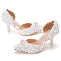 Pearl Shoes Pointy Side Side Air Pumps Stiletto Heels Over Feet High With Bridal Bridesmaids Wedding Shoes Single Shoes 42 smėlis