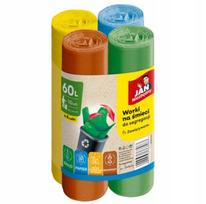 Atliekų rūšiavimo maišai 60 l, 40 vnt., 4 spalvos, spalvoti