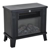 Elektrinis židinys, pastatomas židinys su liepsnos efektu 600/1200W, metalas, juodas, 34x17x31 cm
