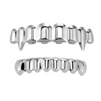 8/8 Dantų Grillz Viršutinis Apatinis Rinkinys 18K Aukso Dantų Papuošalai Unisex Burnos Dantų Dangteliai Helovinas Style 2 Silver white