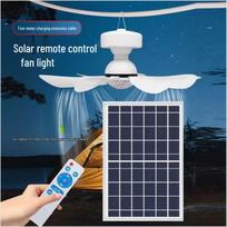 Saulės energija maitinamas nuotolinio valdymo lubinis ventiliatorius su šviesa lauko stovyklavimui Solar Charging Remote Control Fan Light gray