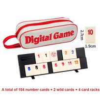 Rummy Cube žaidimas su 4 laikikliais, 106 Rummy Cube žaidimo rinkinys su nešiojimo dėklu, Rummy plytelės kelioninis rinkinys šeimai, klasikinis stalo žaidimas red