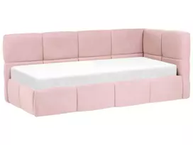 Dienos lova JACOU 90 x 200 cm su patalynės dėže, dešininė, rožinė