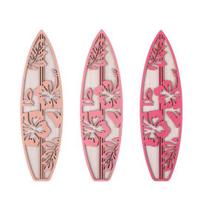 3Pcs/Set Wooden Hibiscus Surfboard Wall Decoration Farmhouse Rustic Surfboard Wall Art Home Bedroom rožinė