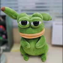 23cm Pokemon Pikachu pliušiniai žaislai Magiška išraiška Pepe Liūdasis varlė Kawaii Pikachu Cosplay Liūdasis varlė Pepe pliušinė lėlė 23cm žalia