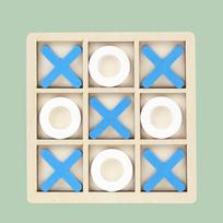Wooden Tic Tac Toe Board Interactive Chess Brain Puzzles for Adults Kids Montessori Educational Toys Leisure Gifts mėlyna