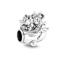 925 Sidabro Mickey Minnie Apsaugos Grandinėlė Murano Stiklo Karoliuko Pakabukas Tinka Apyrankei su Karoliukais Pasidaryk Pats Juvelyriniai Dirbiniai white