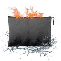 Large Fireproof Document Bag With Pockets Zippers, 13.7x 9.4 Water Resistant Fireproof Pouch, Fireproof Safe Storage Money Bag For A4 Document Holder