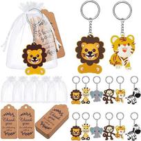 18Pcs Cute Jungle Animal Keychains Baby Shower Keyring Payty Decoration Supplies 1 beige