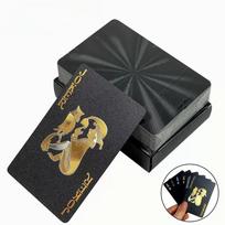 Atsparūs vandeniui Juodi Auksiniai Žaidimo Kortos Premium Kazino Klasės Pokerio Kortų Rinkinys Elegantiškas Dizainas Patvari PVC Medžiaga Kortos Partijai Pokerio black