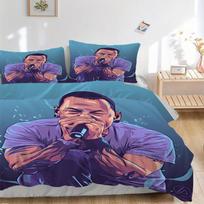 3pcs Chester Bennington, Linkin Park Duvet Cover Set - Machine Washable, Includes 1 Duvet Cover and 2 Pillowcases, No Core Included yy251022227 135x200cm blue