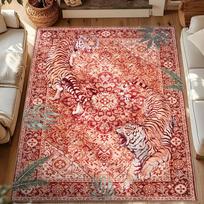 Moynesa Tigrinis Bohemiškas Kilimas Svetainei Retro Tigro Rašto Kilimas Skalbiami Kilimai Valgomojo Kambarys Įėjimo Durų Kilimėlis Virtuvės Zonos Kilimas 40x60cm