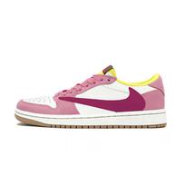 Travis Scott x Jordan Air Jordan 1 Travis Scott X AJ1 7.0 Low top Basketball Shoes Unisex Pink DZ4137-700(Team723-) 35.5