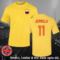 Colombia Faustino Asprilla Football T-shirt Men's Ladies Kids World Cup 4XL gray