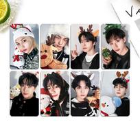 Stray Kids Photocards Set, 8Pcs Christmas Theme Lomo Cards Holiday Reindeer Hat Member Postcards, Kpop Stray Kids Merch Fan Collection Gift for Teens black