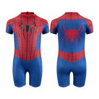 Vaikų Spider-Man maudymosi kostiumas Superherojus apsauginis nuo saulės greitai džiūstantis su UV apsauga vasarinis trumpomis rankovėmis vientisas 110 mėlyna