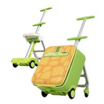Jovikids vaikiškas lagaminas-pasivažinėjimo transporto priemonė, 3 viename 32L vežimėlis su teleskopine rankena ir 4 ratais, sulankstomas ir nuimamas, keli skyriai (Žalias) 38.88 x 28.68 x 56.79 cm žalia