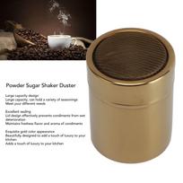 Powder Sugar Shaker Duster Multipurpose Fine Mesh Large Capacity Stainless Steel Dredges Shaker with Lid for Baking Cooking Home Golden black