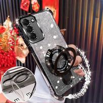 Samsung Galaxy A16 A26 A36 A56 A06 A15 A25 A35 A55 A14 A24 A34 A54 4G 5G blizgus dengimas magnetinis laikiklis apyrankė dėklas A16 5G juoda