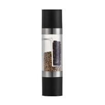 Salt And Pepper Spice Grinder Coarseness Transparent Spice Mill 2 Compartments Adjustable Grinder Double-Sided juoda