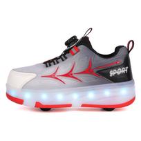 29-40 Vaikų šviečiantys sportbačiai LED šviesos batai Vaikams Berniukams Mergaitėms USB įkrovimas Šviečiantys ratukai Parkūro Ritinio sportbačiai 29 raudona/juoda