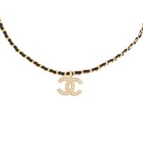 Chanel Coco 24K Logo Design Necklace Women necklace Black ABE736B18631NAAPW Box+Padding Board beige