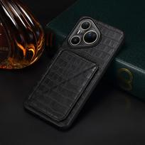 Card Holder PU Leather Case for Huawei Pura 80 Ultra Pura70 Pro Plus P60 Mate 70 Mate60 Pro 50 40 Crocodile Pattern Phone Cover Huawei P60 Pro tamsiai ruda spalva