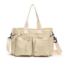 Japanese-style Large-capacity Tote Bag Casual Workwear-style Crossbody Bags Simple Solid-color Shoulder Bags Stylish Lightweight 30x13x26cm žalia
