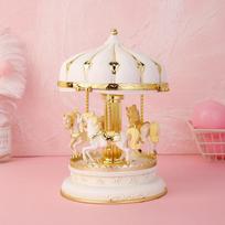 Illuminated Carousel Music Box: Creative Indoor Decor beige