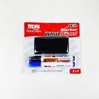 Erasable Whiteboard Marker Set with Eraser - Large Capacity Smooth-Flow Pens for Office & Teaching black