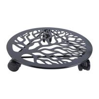 Heavy Duty Plant Bracket with Wheels Plant Stand Wheel Round Plant Stand Iron Plant Bracket Suitable for Indoor Outdoor 1 gray