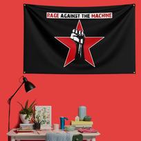 Rage Against The Machine Rap Rock Flag 3x5 Ft 90x150cm Polyester Decorative Banner Tapestry For Music Fans Bedroom Wall Decorati 74x94cm(29x37in) black