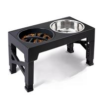 Elevated Dog Feeder Bowls Adjustable Raised Stand with Double Stainless Steel Food Water Bowls Small Medium Large Dogs (as the picture,43x23cm)