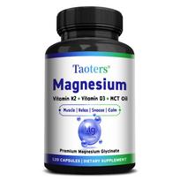 Magnesium Glycinate Capsules 210mg, with Vitamin D3, K2 MK‑7 & MCT Oil, 120 Capsules 60‑Day Supply 120 Capsules