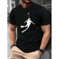 Scuba Diver Graphic Tee for Men, Cotton Blend Soft Breathable Crew Neck T-Shirt, Casual Daily Gym Wear L black
